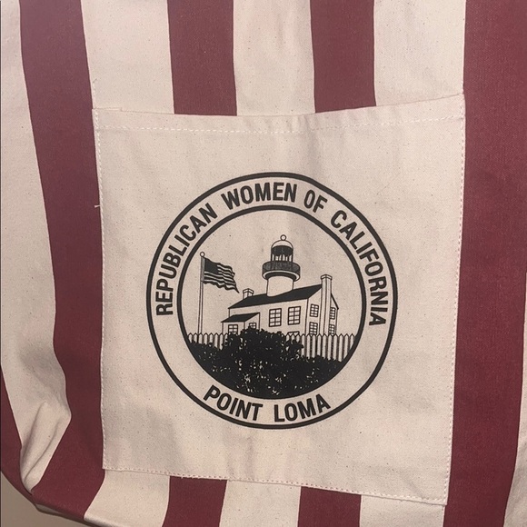 Leeds large political Striped Tote Bag with Logo, OS like new - Picture 2 of 10